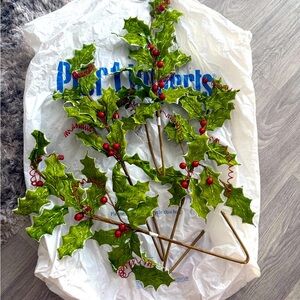 Pier 1 Imports Glittered Green & Red Holly Stems